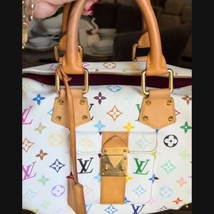 Louis Vuitton White Satchel with Multicolor Monogram